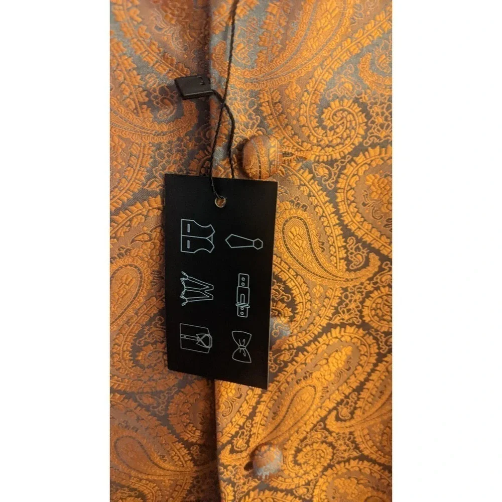 Barry Wang Vest Set, NWT, 2XL, Orange/Rust, Silk